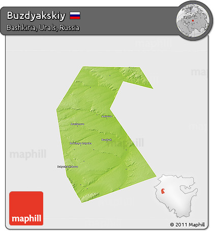 Physical 3D Map of Buzdyakskiy, single color outside