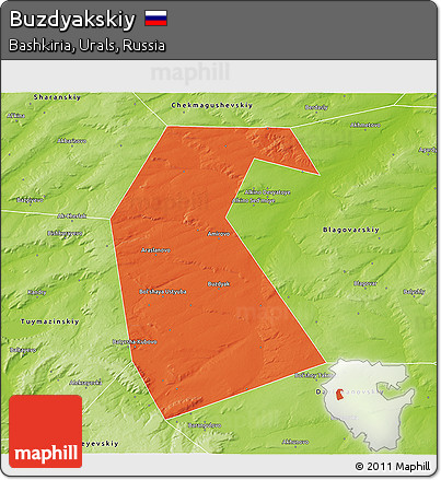 Political 3D Map of Buzdyakskiy, physical outside