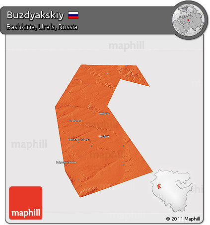 Political 3D Map of Buzdyakskiy, single color outside