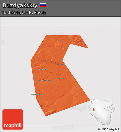 Political 3D Map of Buzdyakskiy, single color outside