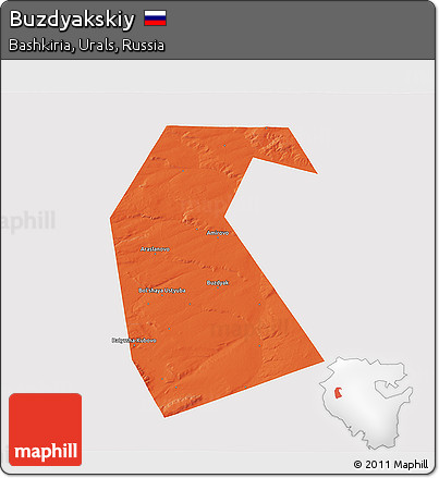 Political 3D Map of Buzdyakskiy, single color outside