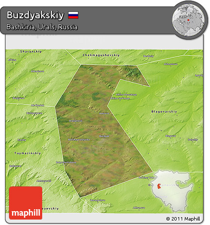 Satellite 3D Map of Buzdyakskiy, physical outside