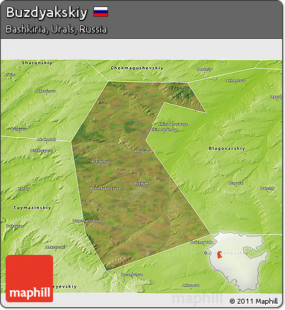 Satellite 3D Map of Buzdyakskiy, physical outside