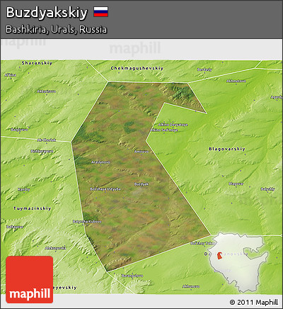 Satellite 3D Map of Buzdyakskiy, physical outside