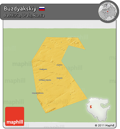Savanna Style 3D Map of Buzdyakskiy, single color outside