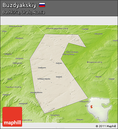 Shaded Relief 3D Map of Buzdyakskiy, physical outside