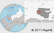 Gray Location Map of Buzdyakskiy, highlighted country, highlighted parent region