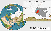 Satellite Location Map of Buzdyakskiy, highlighted country, highlighted parent region