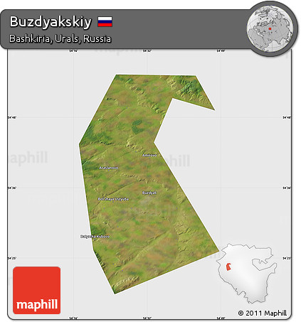 Satellite Map of Buzdyakskiy, single color outside