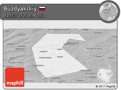 Gray Panoramic Map of Buzdyakskiy