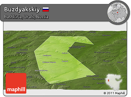 Physical Panoramic Map of Buzdyakskiy, darken