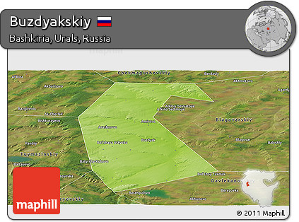 Physical Panoramic Map of Buzdyakskiy, satellite outside