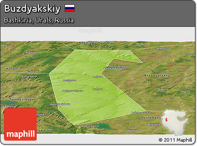 Physical Panoramic Map of Buzdyakskiy, satellite outside