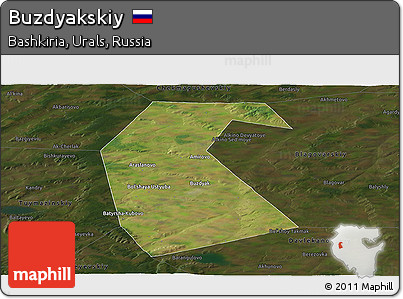 Satellite Panoramic Map of Buzdyakskiy, darken