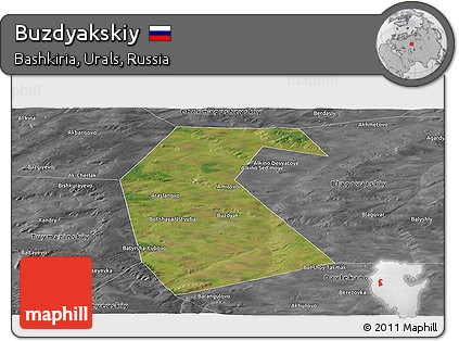Satellite Panoramic Map of Buzdyakskiy, desaturated
