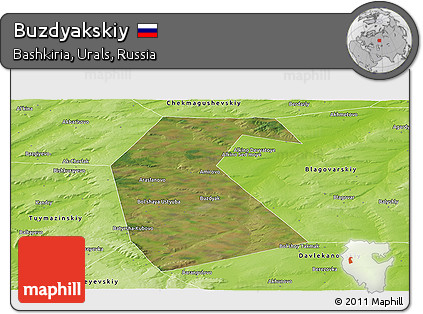 Satellite Panoramic Map of Buzdyakskiy, physical outside
