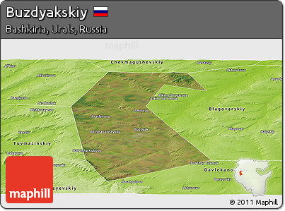 Satellite Panoramic Map of Buzdyakskiy, physical outside