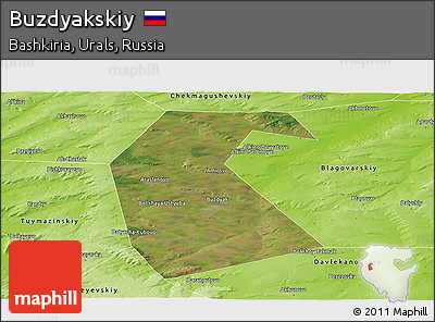 Satellite Panoramic Map of Buzdyakskiy, physical outside