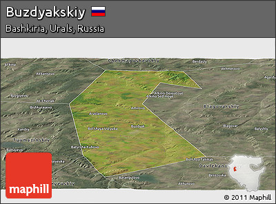 Satellite Panoramic Map of Buzdyakskiy, semi-desaturated
