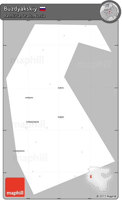 Gray Simple Map of Buzdyakskiy, single color outside