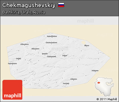 Classic Style 3D Map of Chekmagushevskiy, single color outside