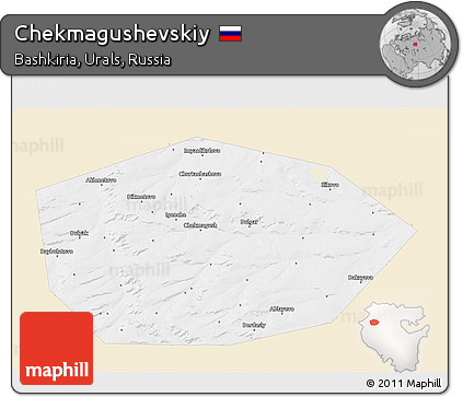 Classic Style 3D Map of Chekmagushevskiy, single color outside