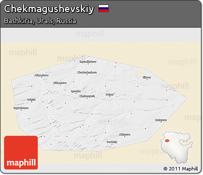 Classic Style 3D Map of Chekmagushevskiy, single color outside