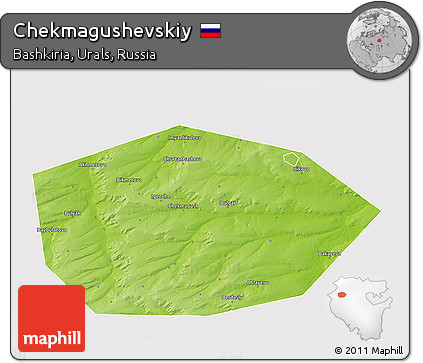 Physical 3D Map of Chekmagushevskiy, cropped outside