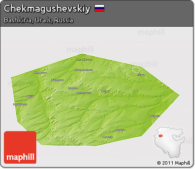 Physical 3D Map of Chekmagushevskiy, cropped outside