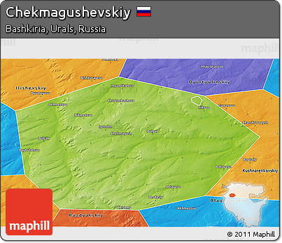 Physical 3D Map of Chekmagushevskiy, political outside
