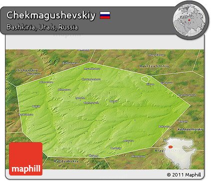 Physical 3D Map of Chekmagushevskiy, satellite outside