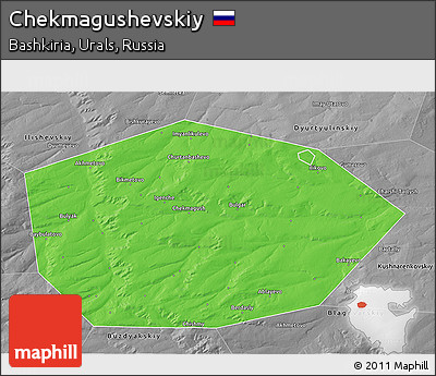 Political 3D Map of Chekmagushevskiy, desaturated