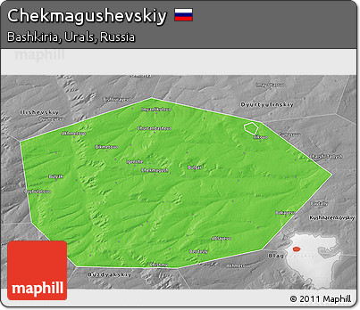 Political 3D Map of Chekmagushevskiy, desaturated