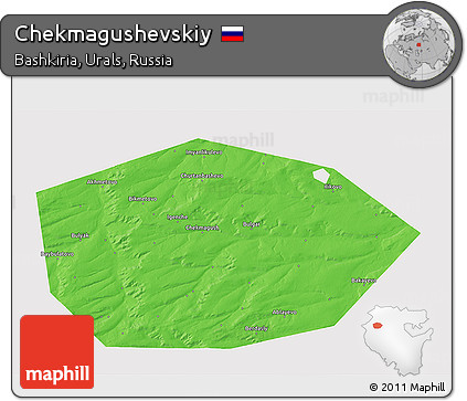 Political 3D Map of Chekmagushevskiy, single color outside