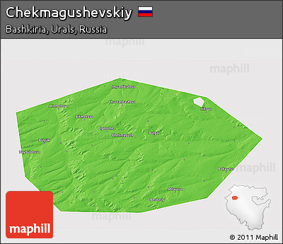 Political 3D Map of Chekmagushevskiy, single color outside