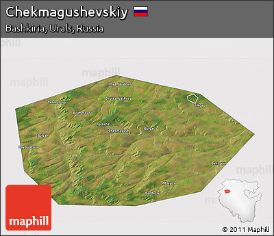 Satellite 3D Map of Chekmagushevskiy, cropped outside