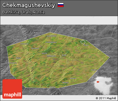 Satellite 3D Map of Chekmagushevskiy, desaturated