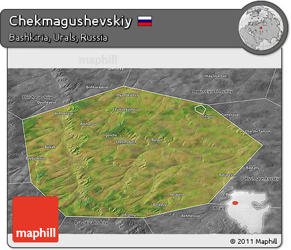 Satellite 3D Map of Chekmagushevskiy, desaturated