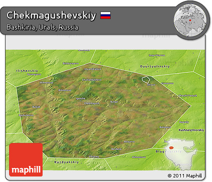 Satellite 3D Map of Chekmagushevskiy, physical outside