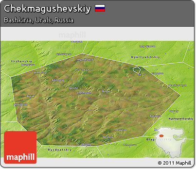 Satellite 3D Map of Chekmagushevskiy, physical outside