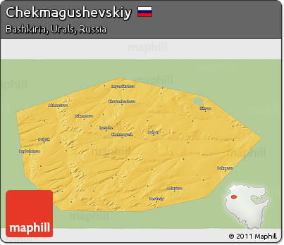 Savanna Style 3D Map of Chekmagushevskiy, single color outside