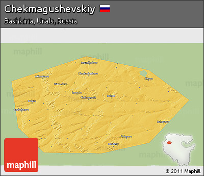 Savanna Style 3D Map of Chekmagushevskiy, single color outside