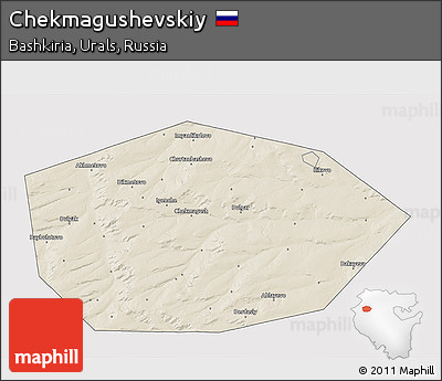 Shaded Relief 3D Map of Chekmagushevskiy, cropped outside