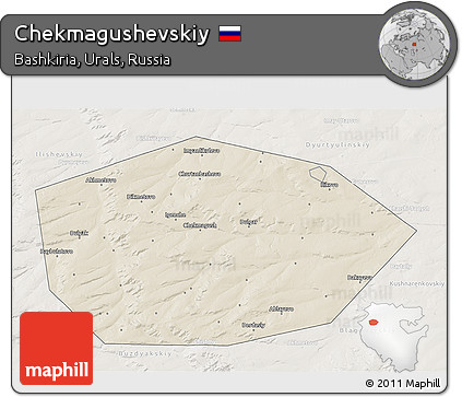 Shaded Relief 3D Map of Chekmagushevskiy, lighten