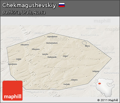 Shaded Relief 3D Map of Chekmagushevskiy, lighten