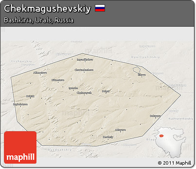 Shaded Relief 3D Map of Chekmagushevskiy, lighten