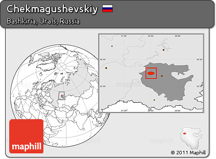 Blank Location Map of Chekmagushevskiy, highlighted country, highlighted parent region