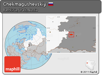 Gray Location Map of Chekmagushevskiy, highlighted country, highlighted grandparent region