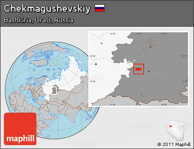 Gray Location Map of Chekmagushevskiy, highlighted country, highlighted grandparent region