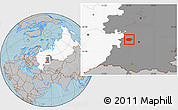 Gray Location Map of Chekmagushevskiy, highlighted country, highlighted grandparent region, hill shading